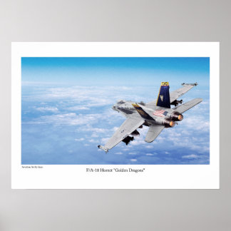 POSTER 航空芸術ポスター「F/A-18ホーネット・ゴールデン・ドラゴン」