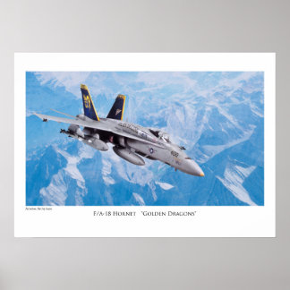 Poster 航空芸術ポスター「F/A-18Hornet Golden Dragons」