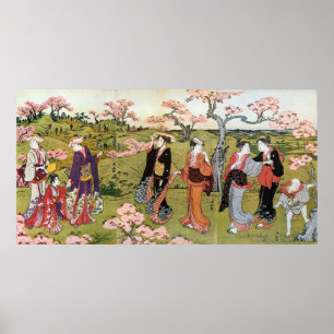 Poster 花 見, 清 長 Fleur Viewing, Kiyonaga, Ukiyo-e