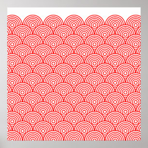 POSTER 青海波風(赤色)