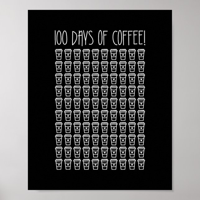 Poster 00 jours de café t- heureux 00e jour de l'école (Devant)
