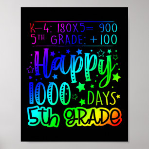 Poster 1000 Jours Enseignant de 5e année intelligent 100e