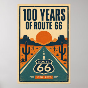 Poster 100 ans de Route 66 Litho Centenaire