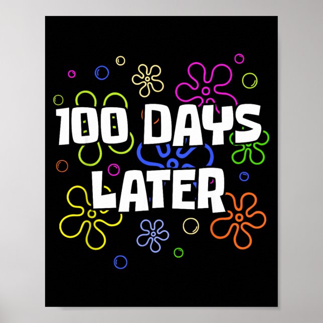 Poster 100 Days Later 100th Day Of School Teacher Student (Devant)