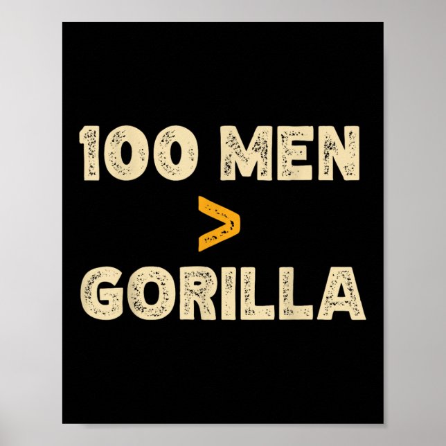 Poster 100 Hommes Vs 1 Gorilla Funny 100 Hommes Est Supér (Devant)