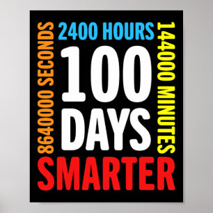 Poster 100 Jours 2400 Heures 144000 Minutes Joyeux 100e J