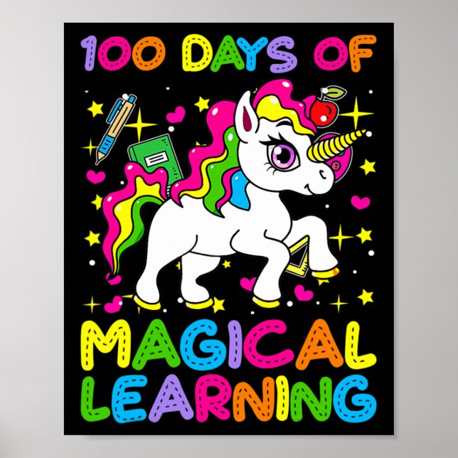 Poster 100 jours d'apprentissage magique 100e jour d'écol (Devant)