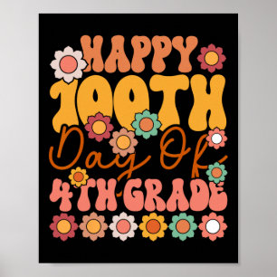 Poster 100 Jours De 4E Classe Mignonne Enseignant Super E