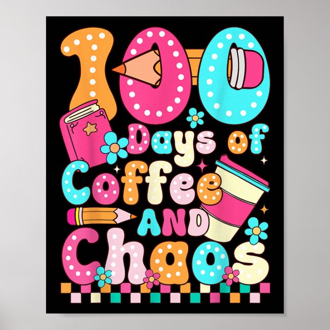Poster 100 Jours De Café Et Cam ; Chaos Professeur Retro  (Devant)