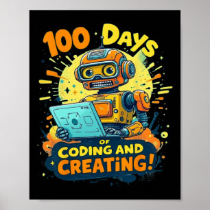 Poster 100 Jours De Codage Et De Création Robot 100 Jour