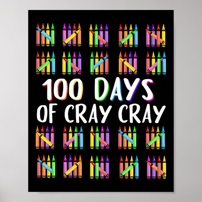 Poster 100 Jours De Cray Crayons Joyeux 100 Jours D'École (Devant)