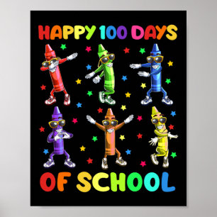Poster 100 Jours De Crayons Scolaires Dansant Le 100E Jou