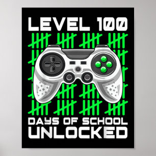 Poster 100 Jours De Jeux Vidéo De Gamer Déverrouillés À L