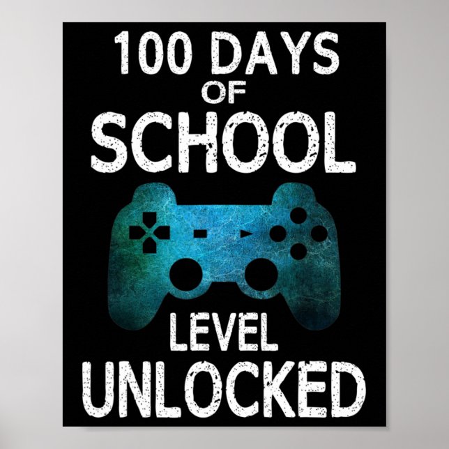 Poster 100 Jours De Jeux Vidéo De Gamer École Niveau Déve (Devant)