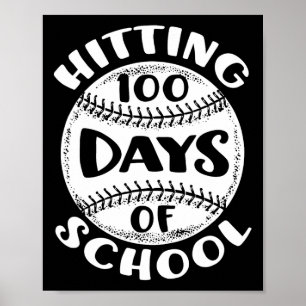Poster 100 Jours De Joueur De Baseball Scolaire Étudiant