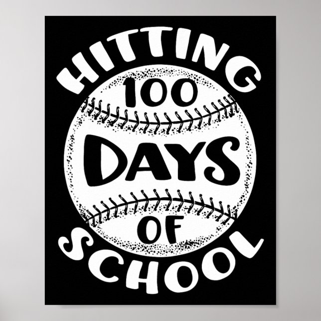 Poster 100 Jours De Joueur De Baseball Scolaire Étudiant (Devant)