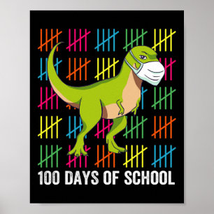 Poster 100 Jours de l'école Dinosaur Masque Fun Enseignan