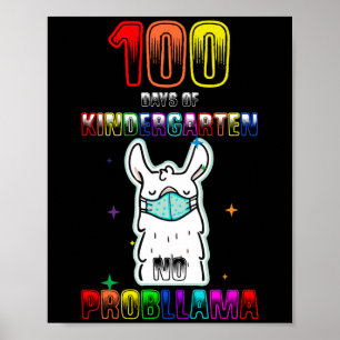 Poster 100 Jours de maternelle Pas de problème Llama