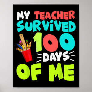 Poster 100 Jours De Scolaires Garçons Filles Enfants Ense