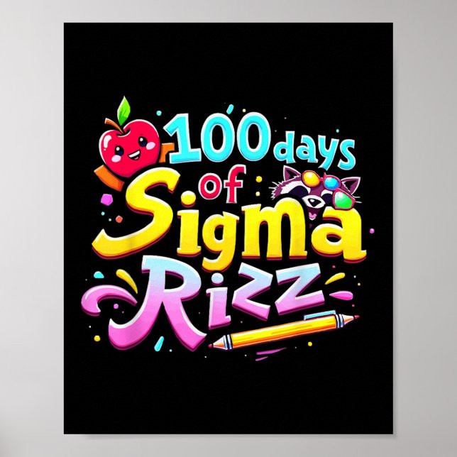 Poster 100 Jours De Sigma Rizz 100E Jour D'Enfants Scolai (Devant)