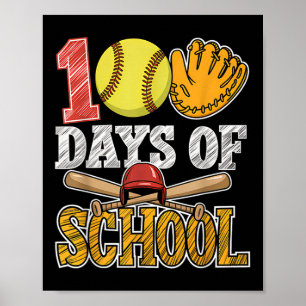 Poster 100 Jours De Softball Scolaire Drôle 100E Jour Spo