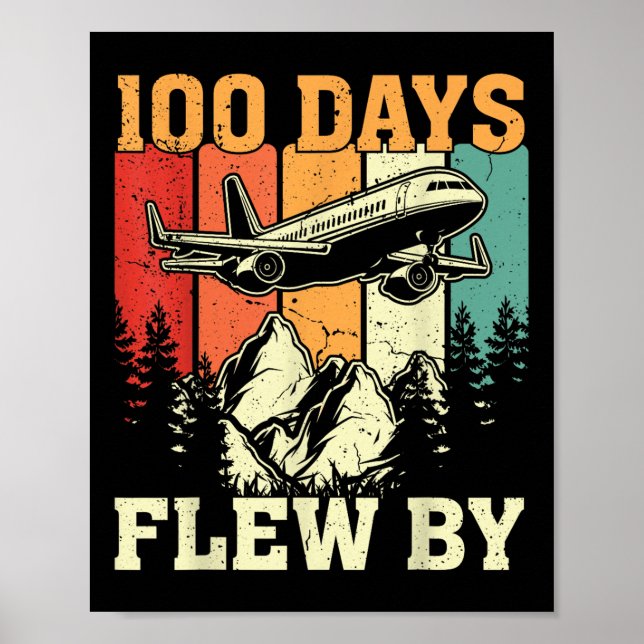 Poster 100 Jours De Vol Juste En Avion 100E Jour De (Devant)