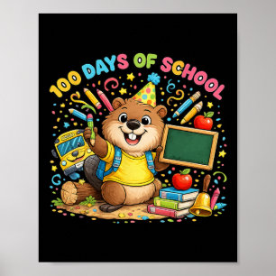 Poster 100 jours d'école adorable castor enseignant céléb