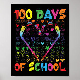 Poster 100 Jours D'école Bâtons De Hockey Sur Glace Garço