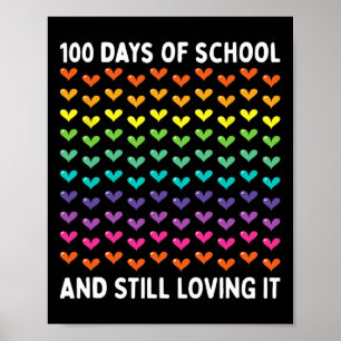 Poster 100 Jours D'École Et Toujours Aimer Il Coeur 100T