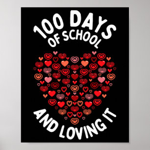 Poster 100 Jours D'École Mignonne Coeur Heureux 100E Jour