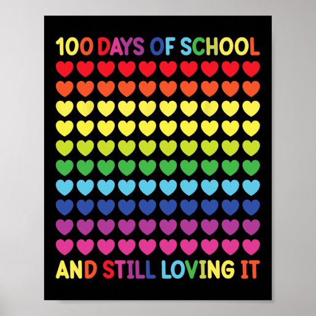 Poster 100 Jours d'école Mignonne Enseignants de Coeur et (Devant)