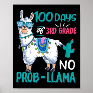 Poster 100 Jours D'École Pas De Problème Llama 3E Grade T