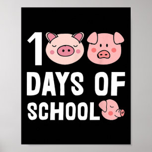 Poster 100 Jours D'École Pig Cartoon Enseignant Cute Étud
