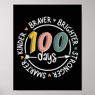 Poster 100 Jours D'École Smarter Kinder Plus Fort Brighte