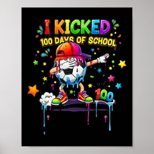 Poster 100 Jours D'école Soccer Drip Enfants Garçons Drôl