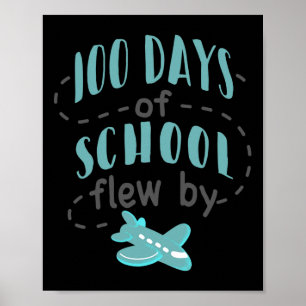 Poster 100 jours d'école sont passés à vol d'oiseau ensei