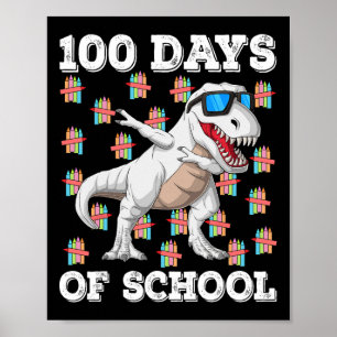 Poster 100 Jours D'École T-rex Dabbing Enfants Garçons 10