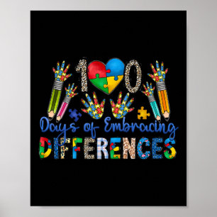 Poster 100 Jours D'Embrasser Les Différences Autisme 100e