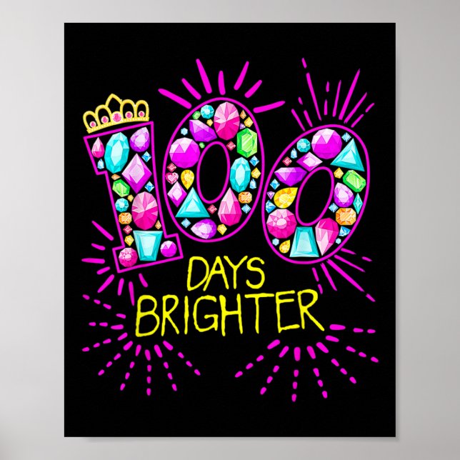 Poster 100 Jours Enseignant Plus Brighter Filles 100 Jour (Devant)