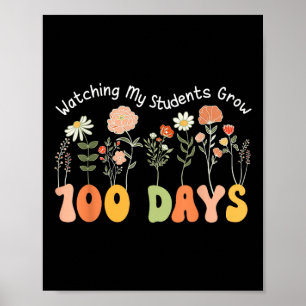 Poster 100 jours Growing Boho Flowers Enseignant 100e jou