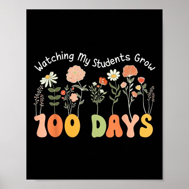Poster 100 jours Growing Boho Flowers Enseignant 100e jou (Devant)