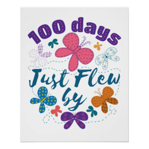 Poster 100 Jours Juste Volé Par Papillon Scolaire