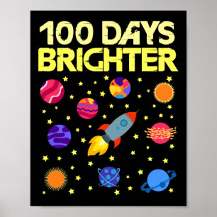 Poster 100 Jours Plus Lumineux 100e Jour D'école Étoiles