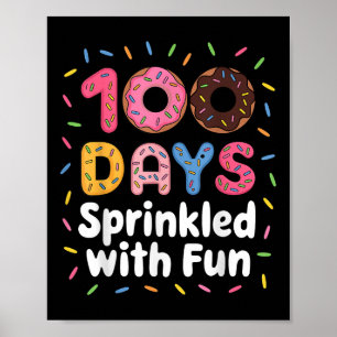 Poster 100 Jours Saupoudrés De Donuts Amusants 100E Jour
