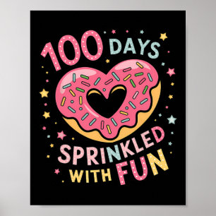 Poster 100 Jours Saupoudrés D'Enseignant De Coeur De Donu
