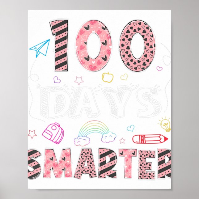 Poster 100 Jours Smarter 100E Jour De L'École Valentines  (Devant)