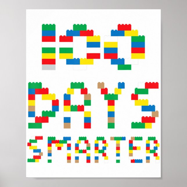 Poster 100 Jours Smarter Funny School Blocks pour garçons (Devant)
