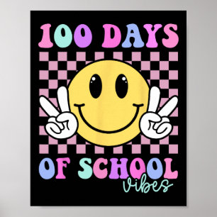 Poster 100 Jours Vibes Smile Enseignant Garçon Fille 100e
