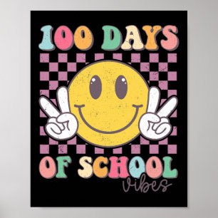 Poster 100 Jours Vibes Smile Enseignant Garçon Fille 100e