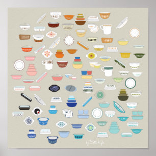 Poster 100 morceaux de Pyrex - beige